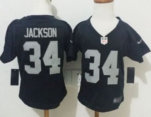 Toddler Nike Raiders #34 Bo Jackson Black Team Color Stitched NFL Elite Jersey - Click Image to Close